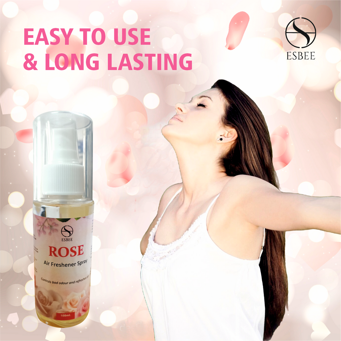 Jasmine & Rose Air Freshener Spray ā 2 x 100ML | Long-Lasting & Refreshing Floral Fragrance | Odor Eliminator & Room Freshener (Jasmine & Rose, 100ML Each) (Pack of 2)