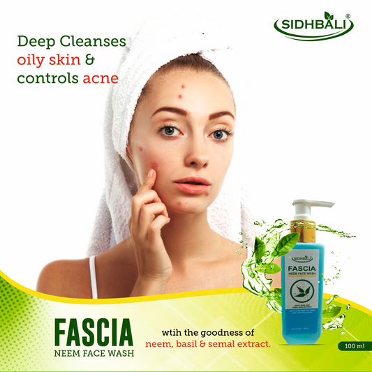 Fascia Neem Face Wash | Deep Cleanses Oily Skin & Controls Acne | Anti-Fungal & Anti-Bacterial | Clears Clogged Pores | Enriched with Neem, Basil & Semal Extract | 100ml