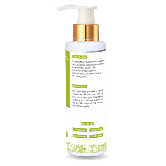 DERMA FIRST Anti-Acne Salicylic Acid Face Wash I For Acne Treatment | Controls Excess Oil & Sebum | Removes Dirt & Impurities | Sulfate & Paraben-Free | Dermatologically Tested I 100ML I Pack of 1