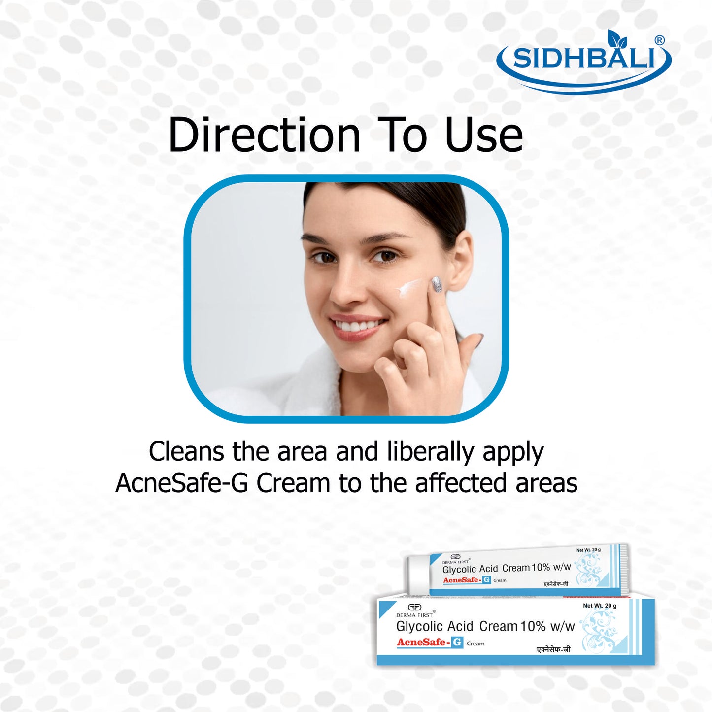 AcneSafe G Glycolic Acid Cream 10% | Fades Spots & Pigmentation | Reduces Acne & Pimples | Improves Skin Brightness | Hydrates Dry Skin | Fights Fine Lines & Wrinkles | Fade Hyperpigmentation | 20g I Pack of 1