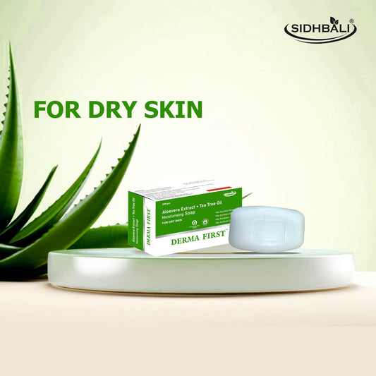 Derma First Aloevera and Tea-Tree Oil Moisturizing Bath Soap Bar | 100g | Skin Hydration and Moisturizing Soap for Dry Skin | Get Glowing & Plump Skin I Pack of 1