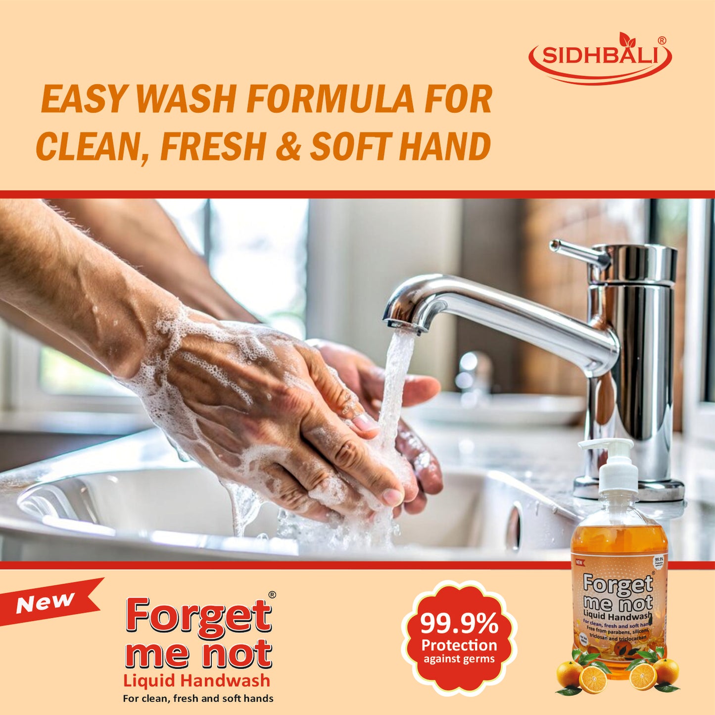 Forget Me Not Liquid Handwash | Orange & Aloe Vera with Neem Extract | No Synthetic Colors, Triclosan, Triclocarban, Paraben & Sulphate | 500ML Each (Pack of 2) | Gentle & Refreshing Clean