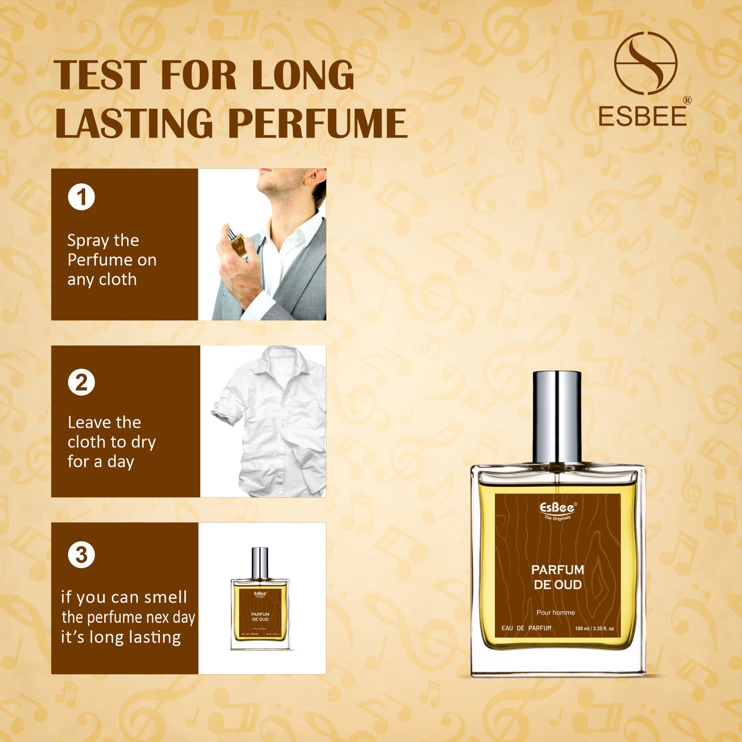 Esbee The Original Perfume for Men | Long-Lasting Luxury Fragrance | 100ML | Premium Scent with Oud, Vetiver, Sandalwood & Vanilla | Up to 10-Hour Wear I Pack of 1