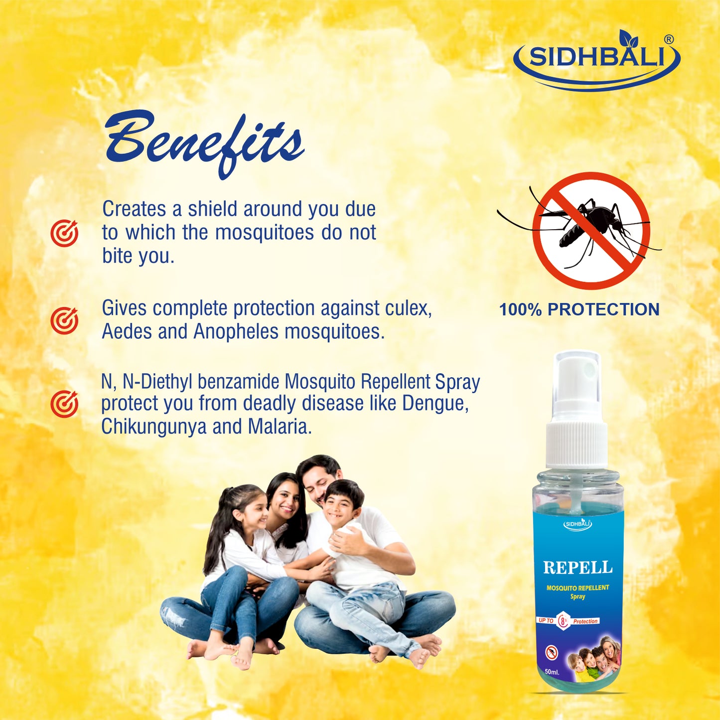 Repell Mosquito Repellent Spray – 50ML | Long-Lasting Protection | Skin-Friendly & Safe for Kids I Pack of 1