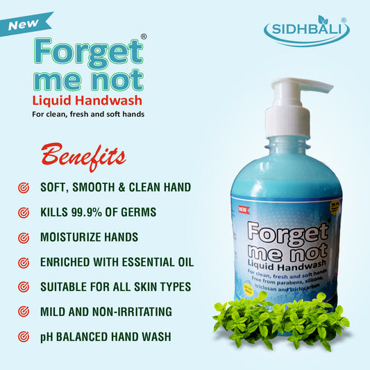 Forget Me Not Tulsi Liquid Handwash | Kills 99% Germs, Moisturizes & Leaves Hands Soft | No Paraben, Silicon, Triclosan, Triclocarban or Sulphate | (Pack of 1) 500ML Each