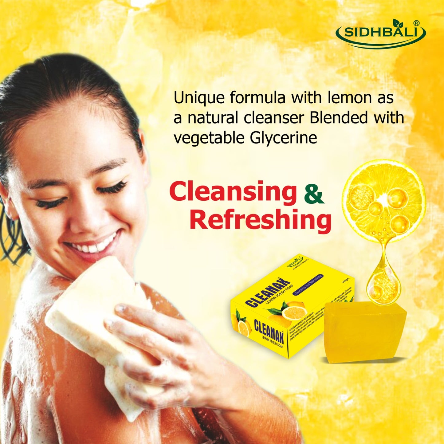 Sidhbali Cleanax Lemon Soap I 2 X 200 Gram I oil Control & Nourishing Skin I Suitable For All Skin Type I Pack of 2