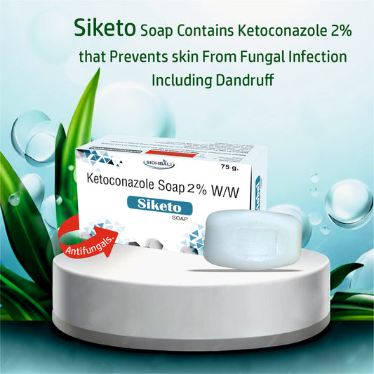 Siketo Ketoconazole Soap 1% w/w | Antifungal Medicated Soap for Skin & Scalp | Helps Prevent Fungal Infections & Dandruff | 75g I Pack of 1