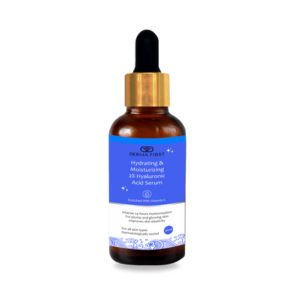 Derma First Moisturizing Face Serum | Vitamin C & Hyaluronic Acid | 30ml | Deep Hydration & 24-Hour Moisturization | No Parabens, Sulphates, or Artificial Chemicals | Glow & Plump Skin | Dermatologically Tested I Pack of 1