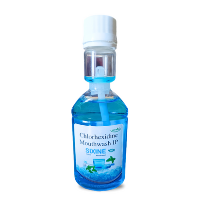 Sidhbali Sixine Chlorhexidine Mouthwash IP | No Alcohol | No Burning Sensation | No SLS & Paraben | Long Lasting Freshness | Removes 99.9% Germs | Gentle Oral Care