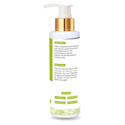 DERMA FIRST Anti-Acne Salicylic Acid Face Wash I For Acne Treatment | Controls Excess Oil & Sebum | Removes Dirt & Impurities | Sulfate & Paraben-Free | Dermatologically Tested I  100ML I Pack of 1