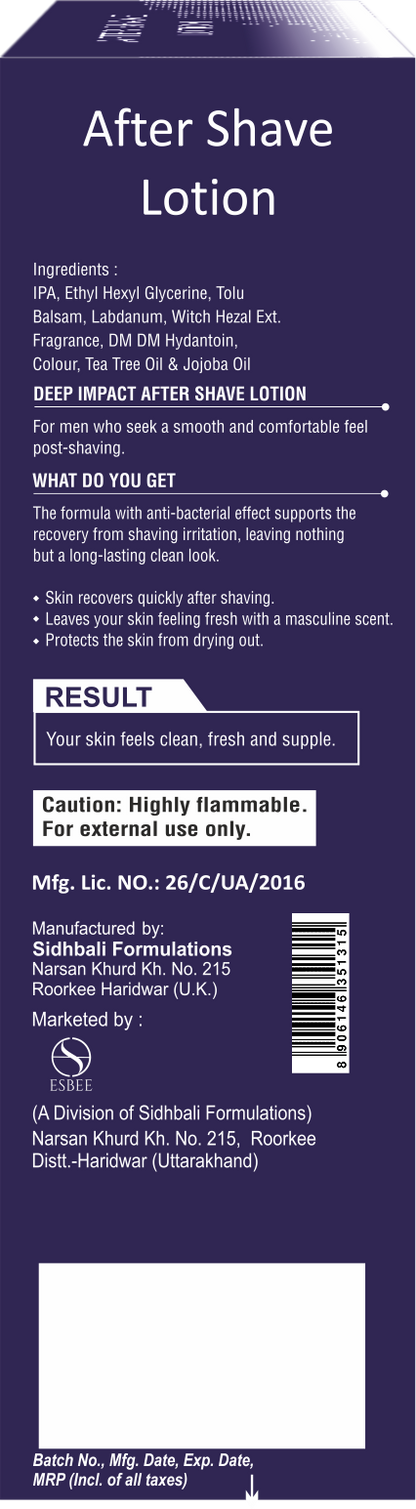 Esbee Musk Aftershave Lotion | Soothing & Refreshing | Witch Hazel, Tea Tree Oil, Jojoba Oil | Hydrates & Protects Skin | Classic Musk Fragrance I 100Ml I For Men