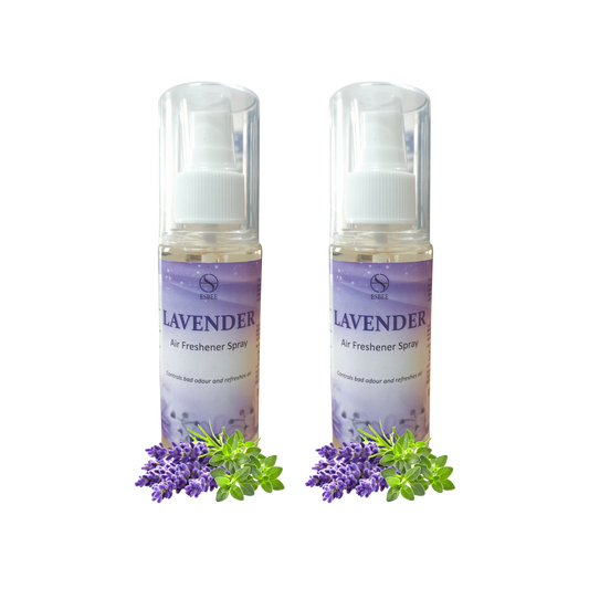 Esbee Lavender Air Freshener Spray – 2 x 100ML | Long-Lasting & Refreshing Floral Fragrance | Odor Eliminator & Room Freshener (Pack of 2) (100ML, Lavender)