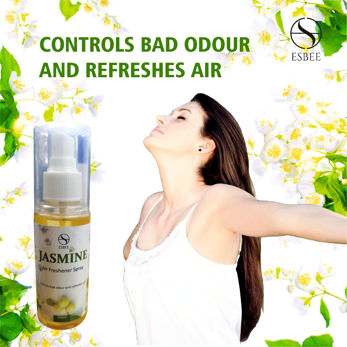 Jasmine & Rose Air Freshener Spray – 2 x 100ML | Long-Lasting & Refreshing Floral Fragrance | Odor Eliminator & Room Freshener (Jasmine & Rose, 100ML Each) (Pack of 2)