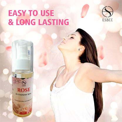 Esbee Rose Freshener Spray – 6 x 100ML | Long-Lasting & Refreshing Floral Fragrance | Odor Eliminator & Room Freshener (Pack of 6) (100ML, Rose)