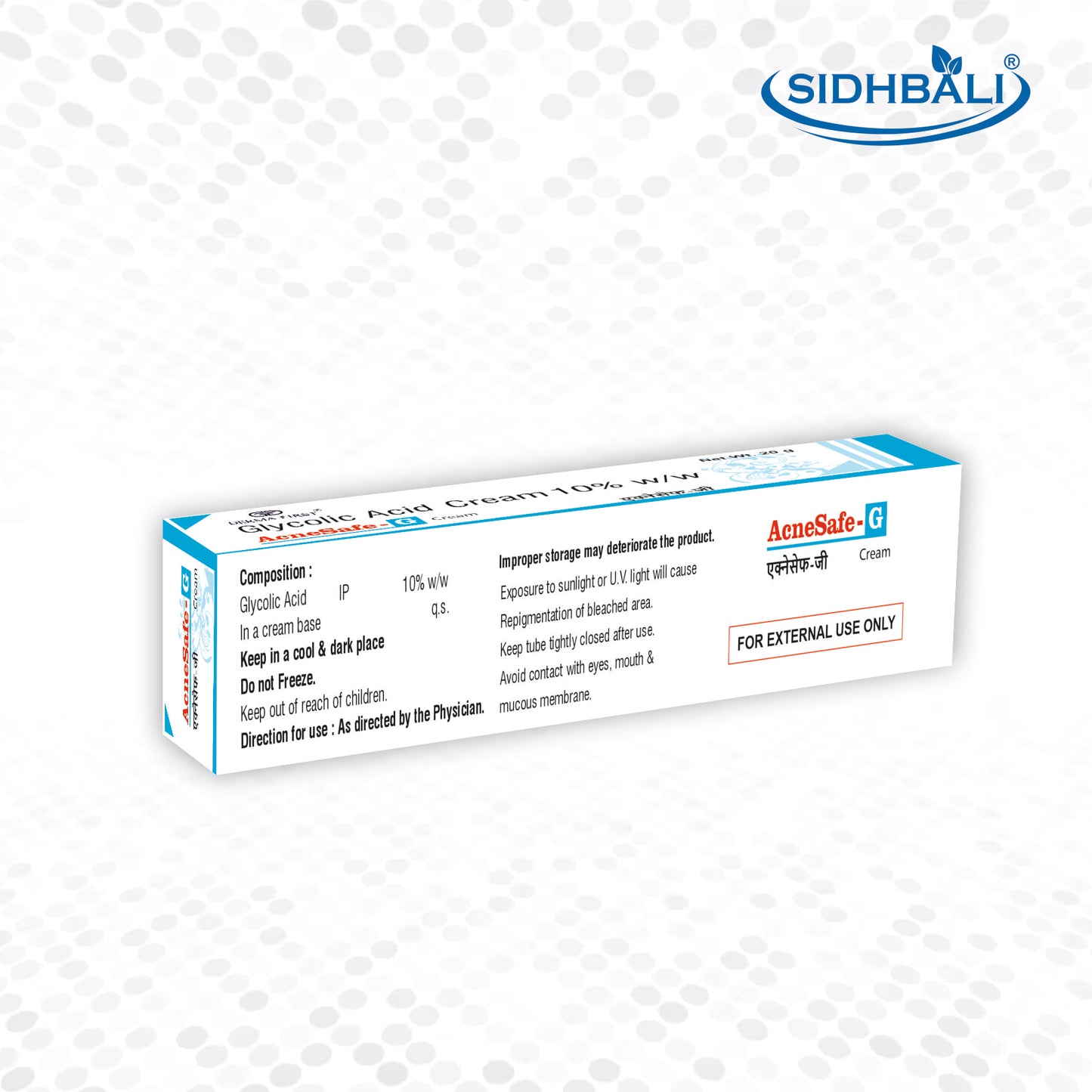 AcneSafe G Glycolic Acid Cream 10% | Fades Spots & Pigmentation | Reduces Acne & Pimples | Improves Skin Brightness | Hydrates Dry Skin | Fights Fine Lines & Wrinkles | Fade Hyperpigmentation | 20g I Pack of 1