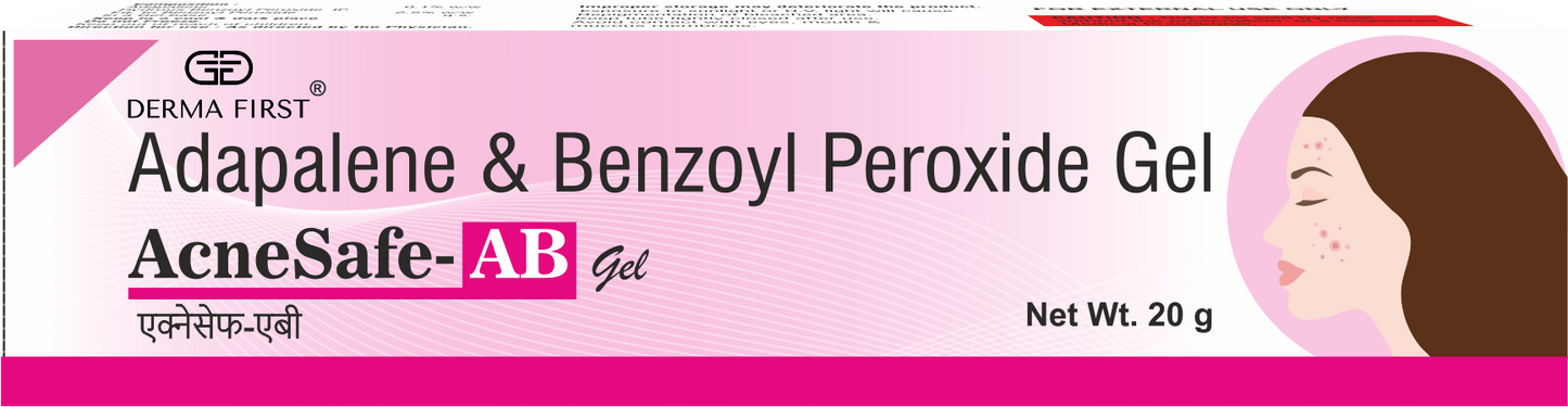 AcneSafe-AB Gel | Adapalene & Benzoyl Peroxide Anti-Acne Gel, 20g | Treats Acne and Breakouts I Pack of 1