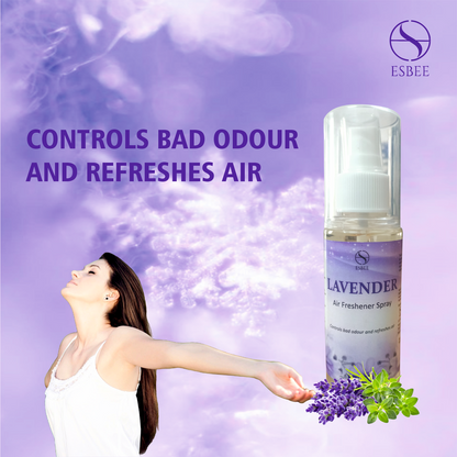 Esbee Lavender Air Freshener Spray – 3 x 100ML | Long-Lasting & Refreshing Floral Fragrance | Odor Eliminator & Room Freshener (Pack of 3) (100ML, Lavender)