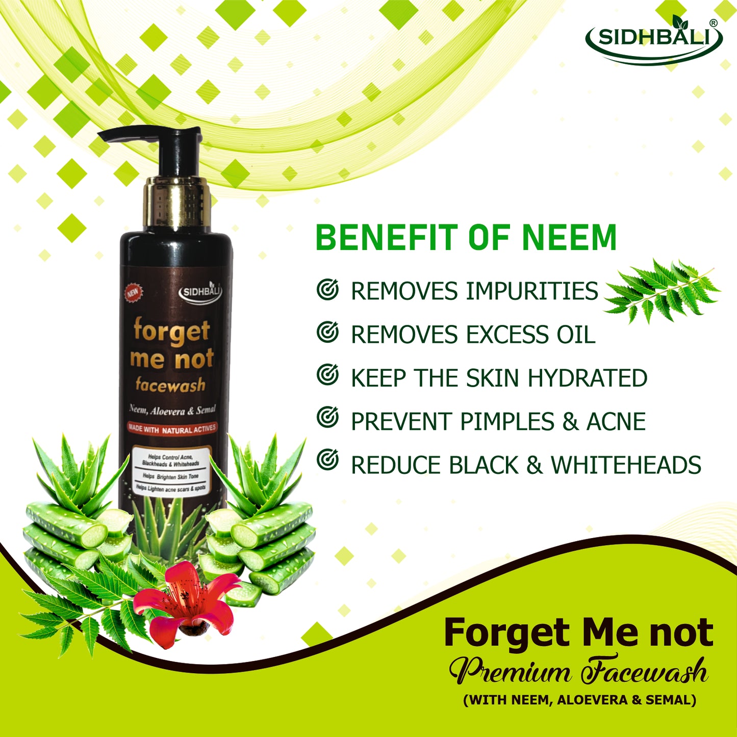 FORGET ME NOT NEEM ACNE FACE WASH I CONTROL BLACKHEADS I WHITEHEADS I  FOR BRIGHT SKIN TONE I 200ML I MOISTURIZES SKIN I ALL SKIN TYPE
