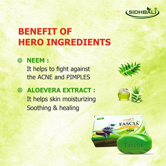 Fascia Neem & Aloe Vera Soap – 100g | Pack of 4 | Fights Acne & Pimples | Moisturizes, Soothes & Heals Skin | Herbal Skincare Soap