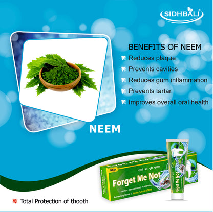 Forget Me Not Total Protection Toothpaste – Triple Refreshing Formula with Neem, Clove & Mint | Whitening | Gum Care I Kills Germs | Reduces Plaque & Tartar | Prevents Cavities & Gum Inflammation | 200g Each I Pack of 3