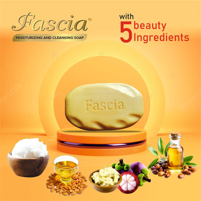 Fascia Moisturizing Soap | Pure & Gentle for All Skin Types | 98% Pure Glycerin & Natural Oils, Shea Butter, Kukum Butter, Almond Oil & Jojoba Oil | Paraben-Free, Cruelty-Free I Pack of 1 (4PCS) I 100g Each