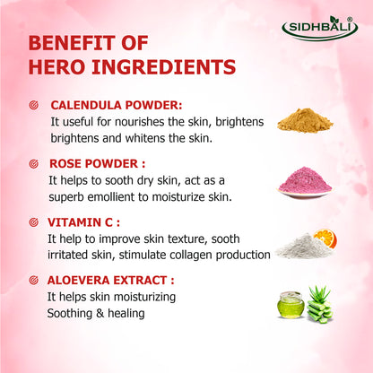 Fascia Rose Soap | Suitable for All Skin Types | 98% Pure Glycerin & Natural Oils, Vitamin C, Rose Powder & Aloe Vera Extract | 100g + 25% Extra | Pack of 1 | Dermatologist Tested