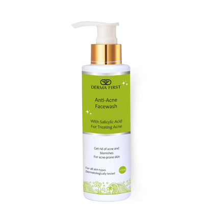 Derma First Anti-Acne Face Wash with Salicylic Acid | Facial Cleanser for Blemishes and Acne Prone Skin, 100ml I Pack of 1