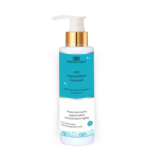 DERMA FIRST ANTI PIGMENTATION FACE WASH I 100ML I WITH KOJIC ACID, VITAMIN C & VITAMIN E I TREAT DARK SPOT I ALL SKIN TYPE I Pack of 1