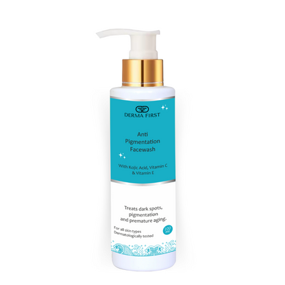DERMA FIRST Anti-Pigmentation | Treats Dark Spots & Pigmentation | Reduces Fine Lines, Wrinkles & Blemishes | Vitamin C, Kojic Acid & Vitamin E | Dermatologically Tested | Sulphate & Silicone-Free | Face Wash  (100 ml) I Pack of 1