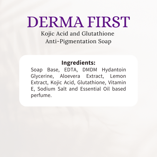 Derma First Kojic Acid and Glutathione Anti-Pigmentation Bath Soap Bar (Pack of 2) | 100g*2 | Skin Lightening and Brightening Soap | For treating dark spots and blemishes (200g, 2)