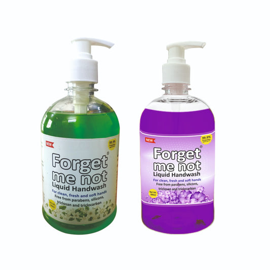 Forget Me Not Lavender & Jasmine Liquid Handwash | For Clean, Fresh & Soft Hands | No Synthetic Colors, Triclosan, Triclocarban, Paraben & Sulphate | 500ML Each (Pack of 2) | Gentle & Refreshing