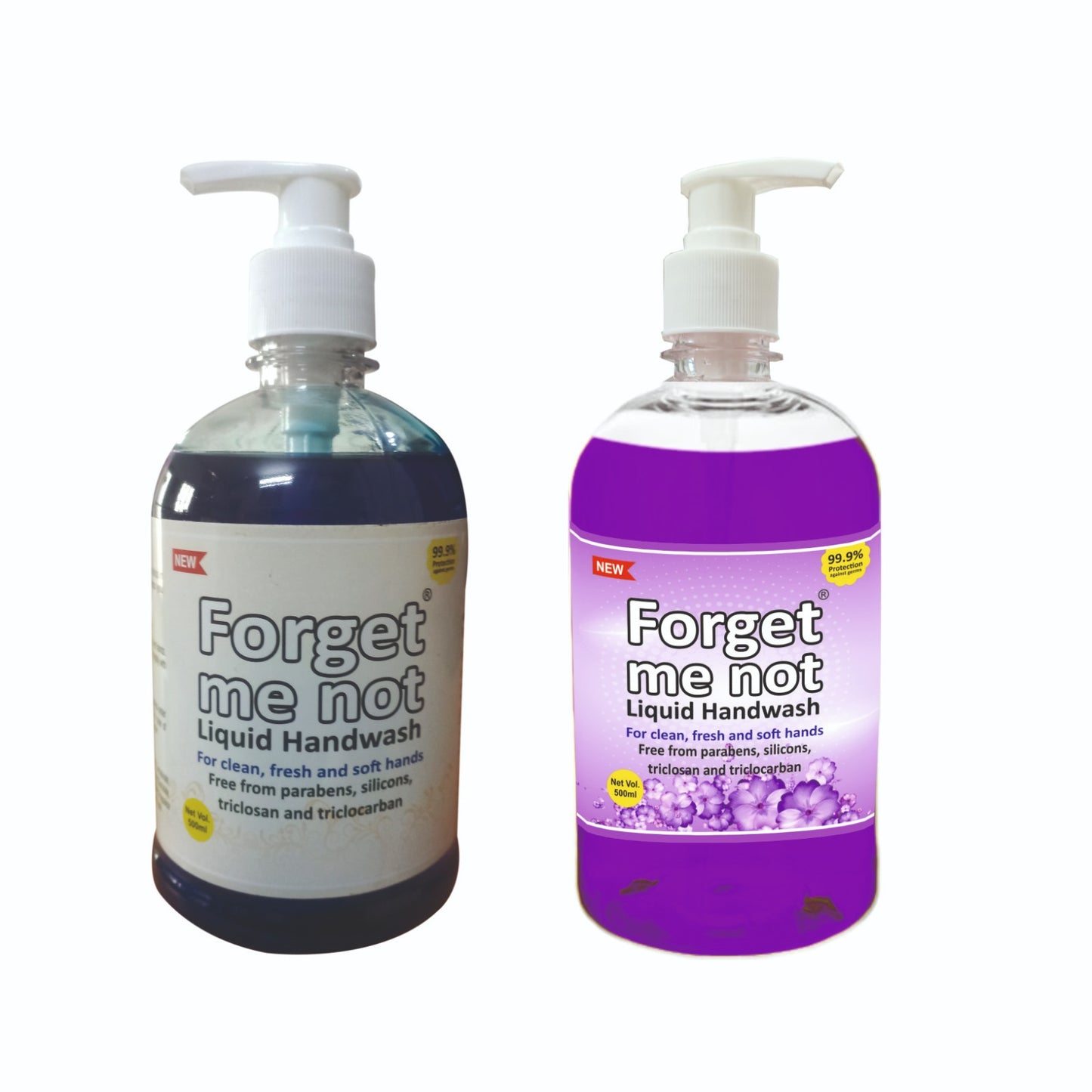 Forget Me Not Lavender & Musk Liquid Handwash | For Clean, Fresh & Soft Hands | No Synthetic Colors, Triclosan, Triclocarban, Paraben & Sulphate | 500ML Each (Pack of 2) | Gentle & Refreshing