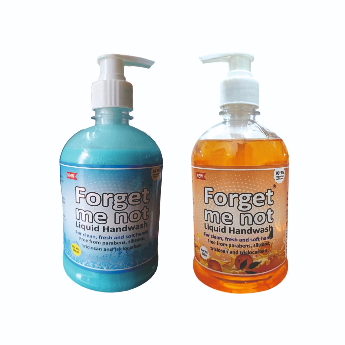 Forget Me Not Tulsi & Orange Liquid Handwash | For Clean, Fresh & Soft Hands | No Synthetic Colors, Triclosan, Triclocarban, Paraben & Sulphate | 500ML Each (Pack of 2) | Gentle & Refreshing