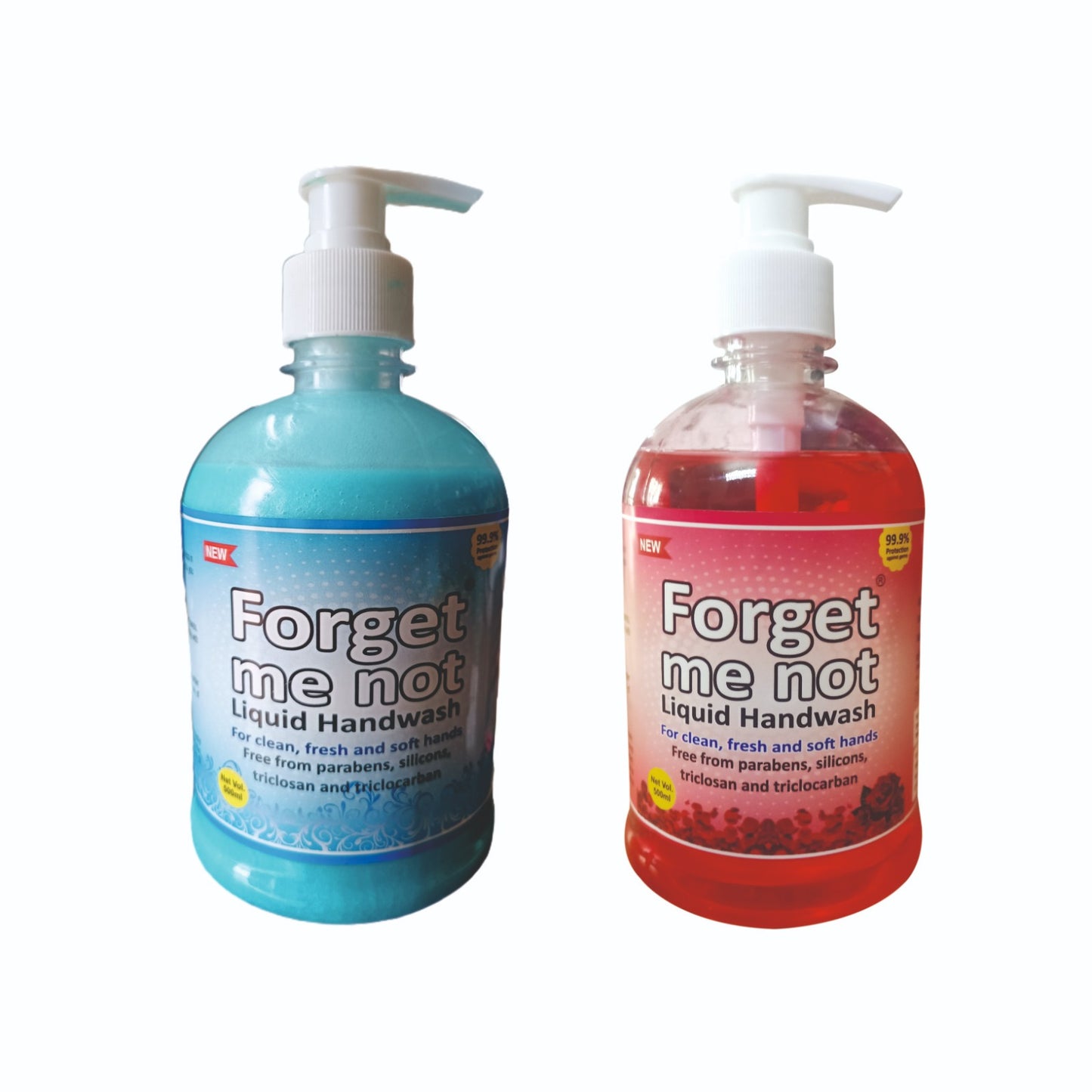 Forget Me Not Tulsi & Rose Liquid Handwash | For Clean, Fresh & Soft Hands | No Synthetic Colors, Triclosan, Triclocarban, Paraben & Sulphate | 500ML Each (Pack of 2) | Gentle & Refreshing