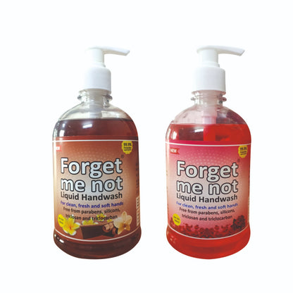 Forget Me Not Sandalwood & Rose Liquid Handwash | For Clean, Fresh & Soft Hands | No Synthetic Colors, Triclosan, Triclocarban, Paraben & Sulphate | 500ML Each (Pack of 2) | Gentle & Refreshing