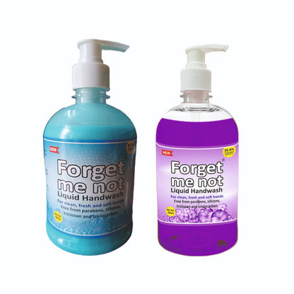 Forget Me Not Tulsi & Lavender Liquid Handwash | For Clean, Fresh & Soft Hands | No Synthetic Colors, Triclosan, Triclocarban, Paraben & Sulphate | 500ML Each (Pack of 2) | Gentle & Refreshing