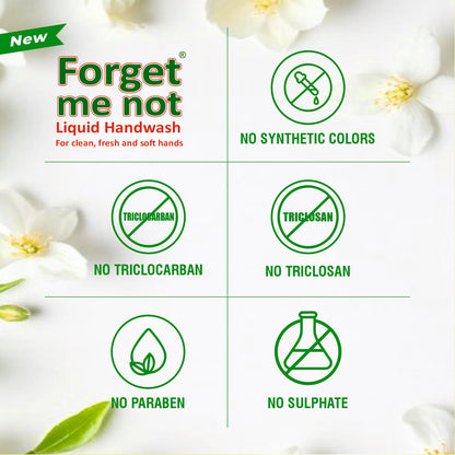 Forget Me Not Liquid Jasmine Handwash | No Synthetic Colors, Triclosan, Triclocarban, Paraben & Sulphate | 500ML Each (Pack of 1) | Gentle & Refreshing Clean