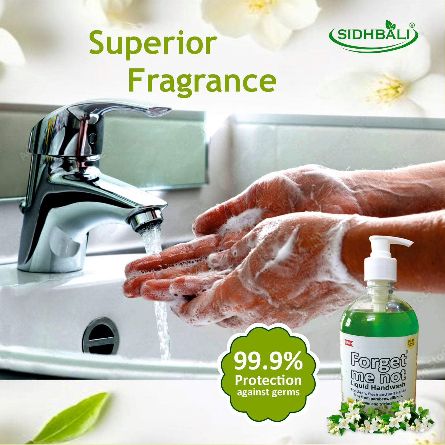 Forget Me Not Liquid Jasmine Handwash | No Synthetic Colors, Triclosan, Triclocarban, Paraben & Sulphate | 500ML Each (Pack of 1) | Gentle & Refreshing Clean