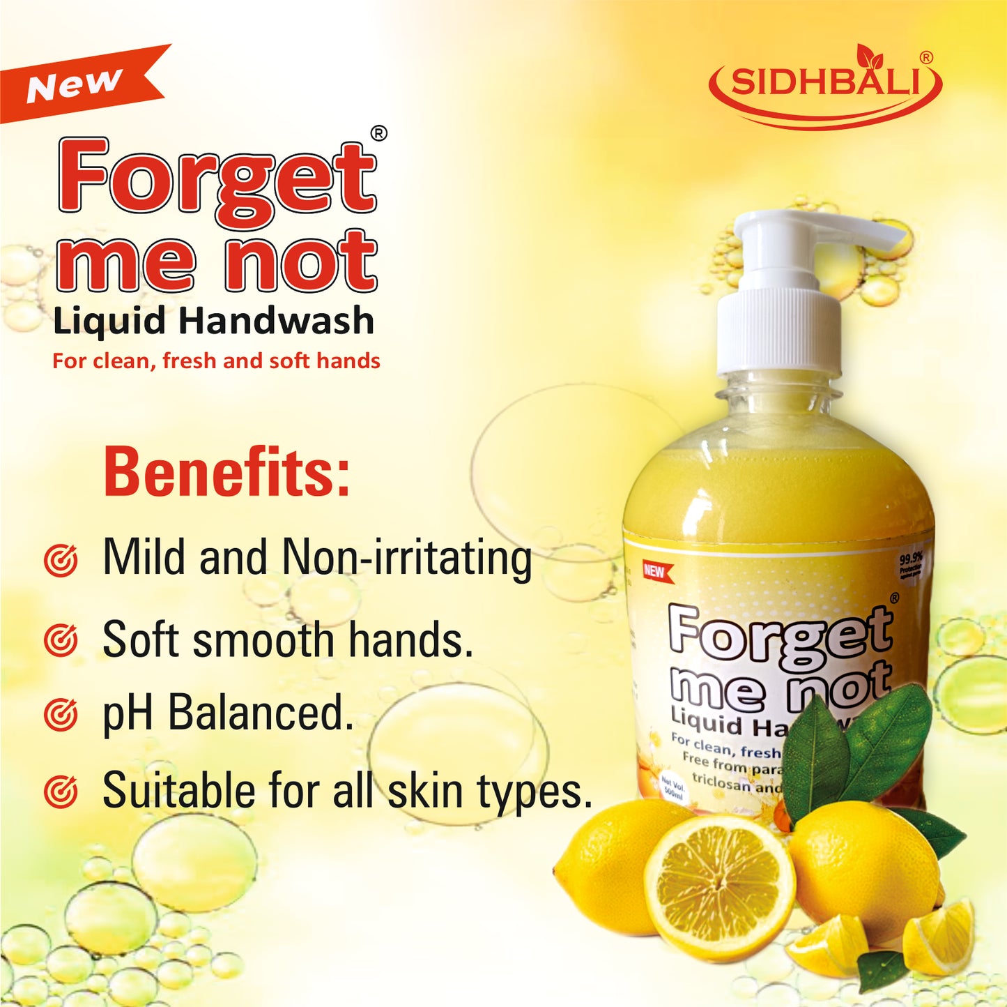 Forget Me Not Musk & Lemon Liquid Handwash | For Clean, Fresh & Soft Hands | No Synthetic Colors, Triclosan, Triclocarban, Paraben & Sulphate | 500ML Each (Pack of 2) | Gentle & Refreshing