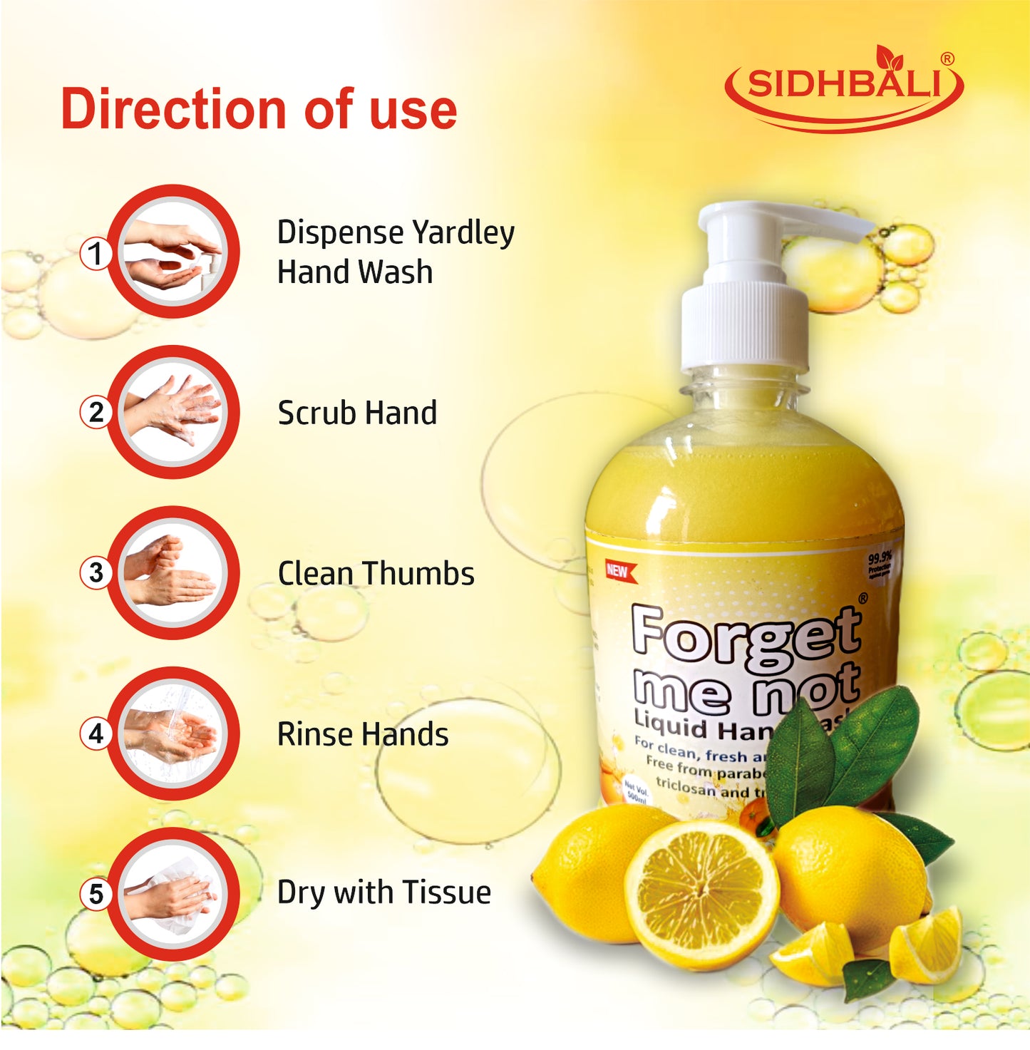 Forget Me Not Musk & Lemon Liquid Handwash | For Clean, Fresh & Soft Hands | No Synthetic Colors, Triclosan, Triclocarban, Paraben & Sulphate | 500ML Each (Pack of 2) | Gentle & Refreshing