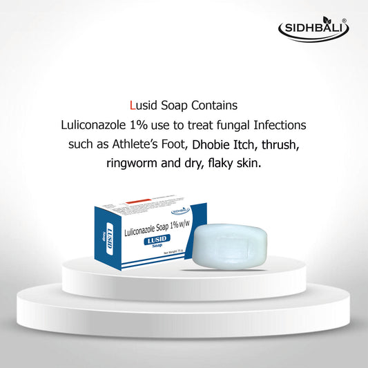 Lusid Luliconazole 1% Soap – 75g | Treats Fungal Infections, Athlete’s Foot, Dhobie Itch, Ringworm, Thrush & Dry, Flaky Skin | Pack of 1