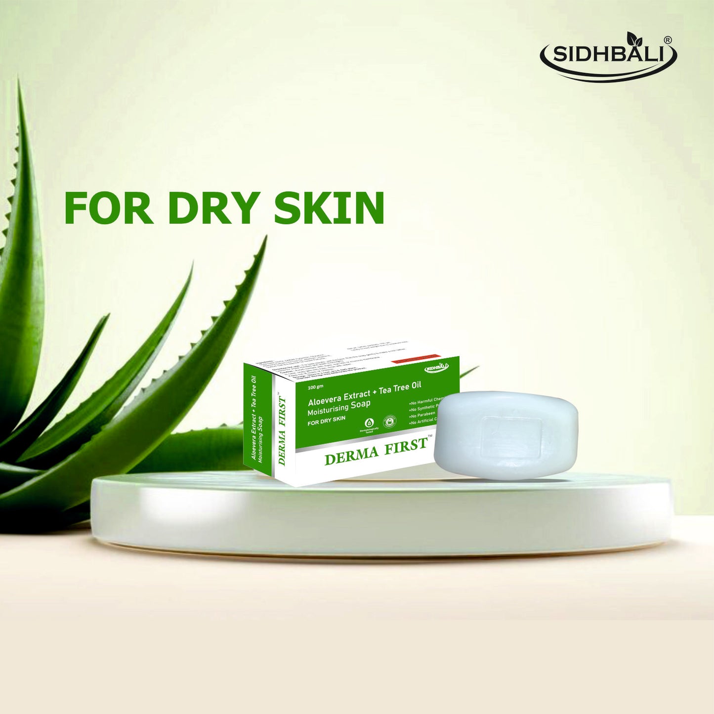 Derma First Aloevera and Tea-Tree Oil Moisturizing Bath Soap Bar | 100g | Skin Hydration and Moisturizing Soap for Dry Skin | Get Glowing & Plump Skin I Pack of 1