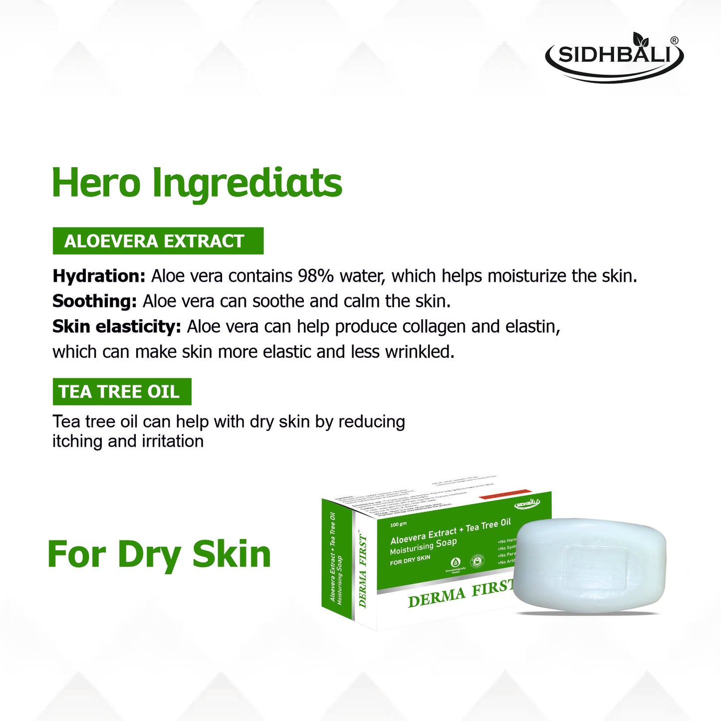 Derma First Aloevera and Tea-Tree Oil Moisturizing Bath Soap Bar | 100g | Skin Hydration and Moisturizing Soap for Dry Skin | Get Glowing & Plump Skin I Pack of 1