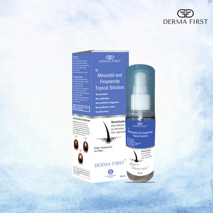 Derma First Minoxidil & Finasteride Topical Solution | Hair Regrowth Treatment For Men | Reactivates Hair Follicles & Boosts Hair Growth | Repairs Damaged Hair & Increases Hair Density | 50ml I Pack of 1