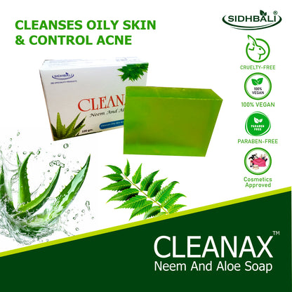 Sidhbali Cleanax Neem Aloe Vera I 2 X 200 Gram I oil Control & Nourishing Skin I Suitable For All Skin Type I Pack of 2