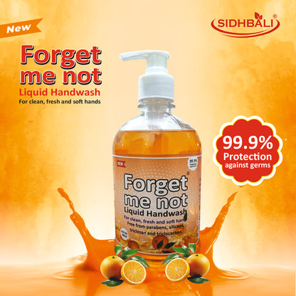 Forget Me Not Liquid Handwash | Orange & Aloe Vera with Neem Extract | No Synthetic Colors, Triclosan, Triclocarban, Paraben & Sulphate | 500ML Each (Pack of 2) | Gentle & Refreshing Clean