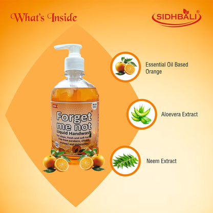 Forget Me Not Liquid Handwash | Orange & Aloe Vera with Neem Extract | No Synthetic Colors, Triclosan, Triclocarban, Paraben & Sulphate | 500ML Each (Pack of 2) | Gentle & Refreshing Clean