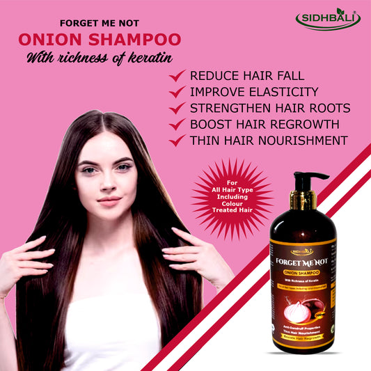 Forget Me Not Onion Shampoo with Keratin | Anti-Dandruff & Hair Fall Control | For All Hair Types Including Color-Treated | Strengthens Roots & Boosts Hair Regrowth | 500ml I Pack of 1