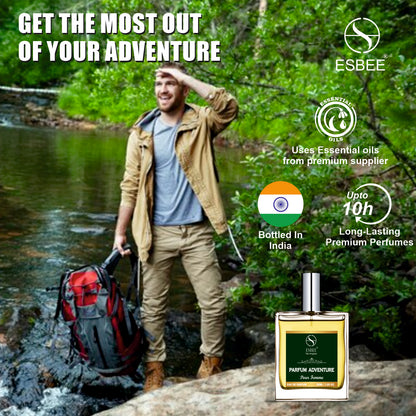 Esbee The Perfum Adventure for Men | Long-Lasting Luxury Fragrance | 50ML | Premium Scent with lavender, Orange, Pink Paper Clove Amber, Vanilla, Sandalwood, Caderwood | Up to 10-Hour Wear I Pack of 1