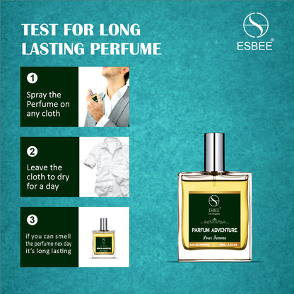 Esbee The Perfum Adventure for Men | Long-Lasting Luxury Fragrance | 50ML | Premium Scent with lavender, Orange, Pink Paper Clove Amber, Vanilla, Sandalwood, Caderwood | Up to 10-Hour Wear I Pack of 1